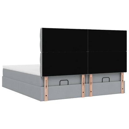 Ottoman bed met matrassen 200x200cm stof lichtgrijs