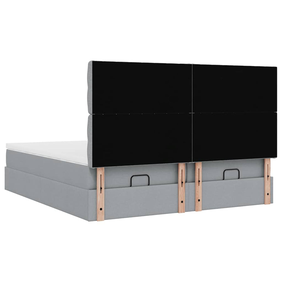 Ottoman bed met matrassen 200x200cm stof lichtgrijs