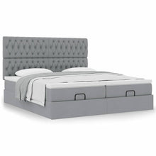 Ottoman bed met matrassen 200x200cm stof lichtgrijs