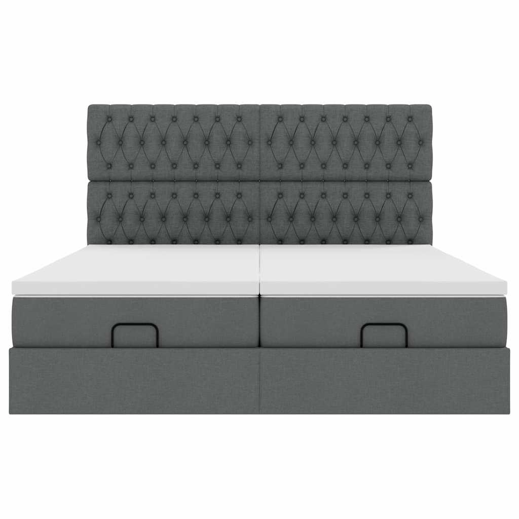 Ottoman bed met matrassen 200x200cm stof donkergrijs