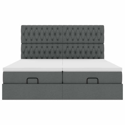 Ottoman bed met matrassen 200x200cm stof donkergrijs