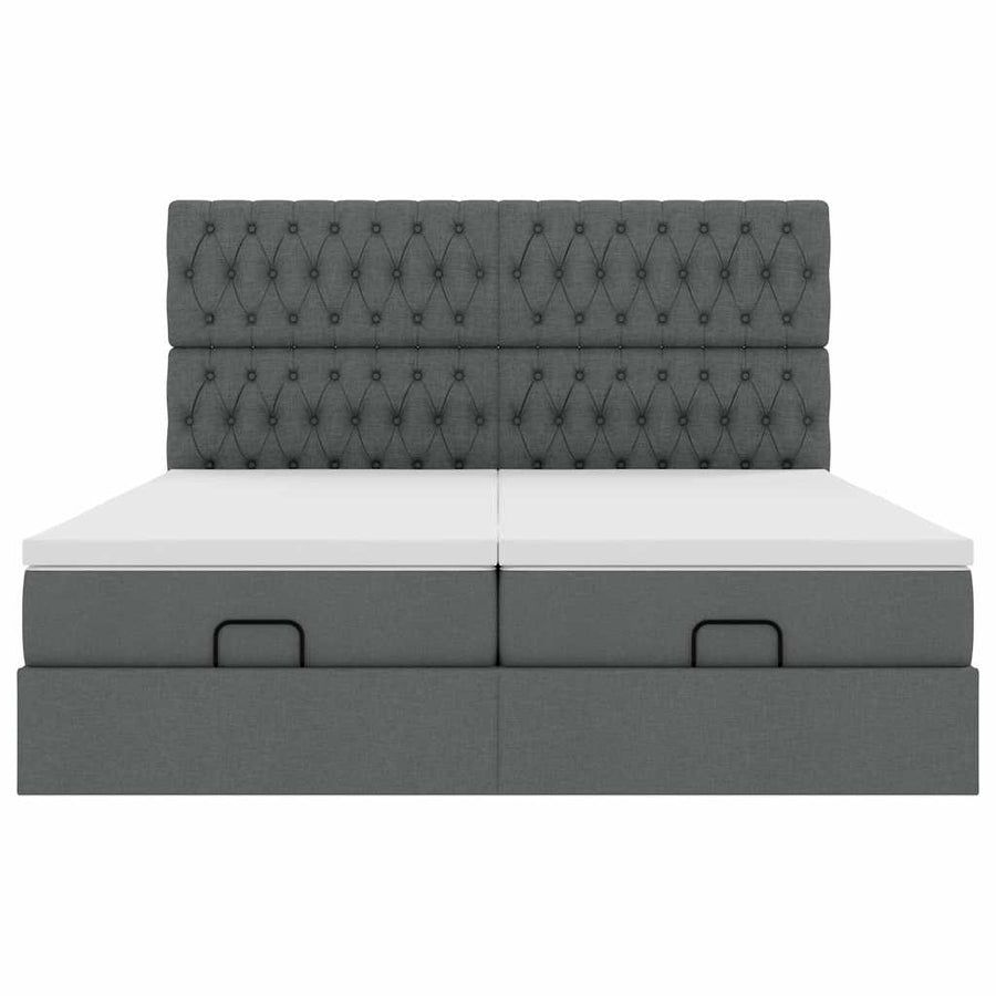 Ottoman bed met matrassen 200x200cm stof donkergrijs