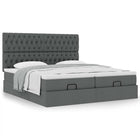 Ottoman bed with mattresses 200x200cm dark grey fabric