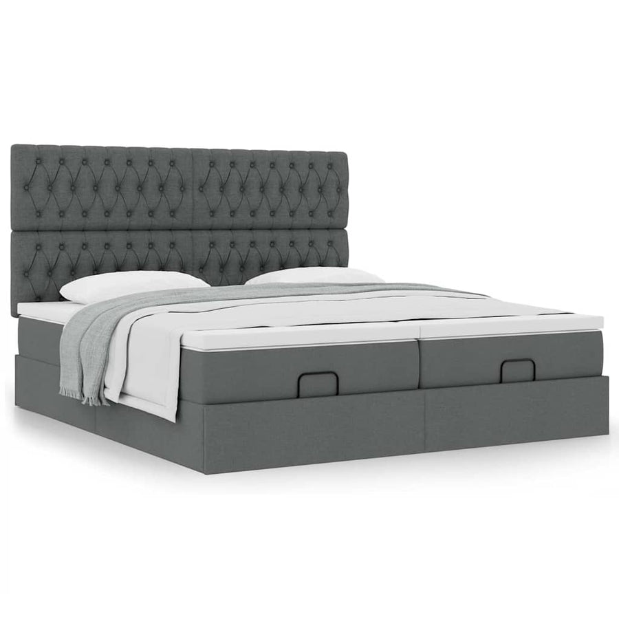 Ottoman bed met matrassen 200x200cm stof donkergrijs
