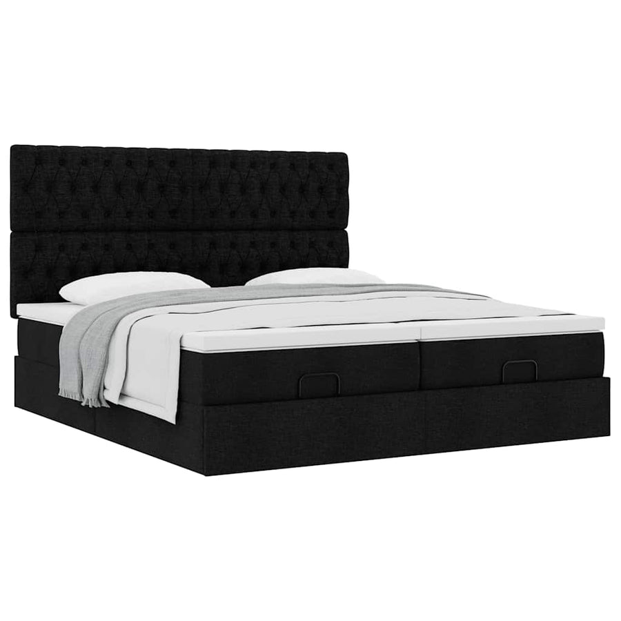 Ottoman bed met matrassen 200x200cm stof zwart
