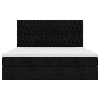 Ottoman bed met matrassen 200x200cm stof zwart