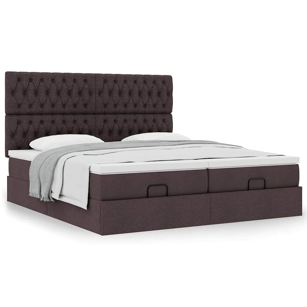 Ottoman bed met matrassen 200x200cm stof donkerbruin