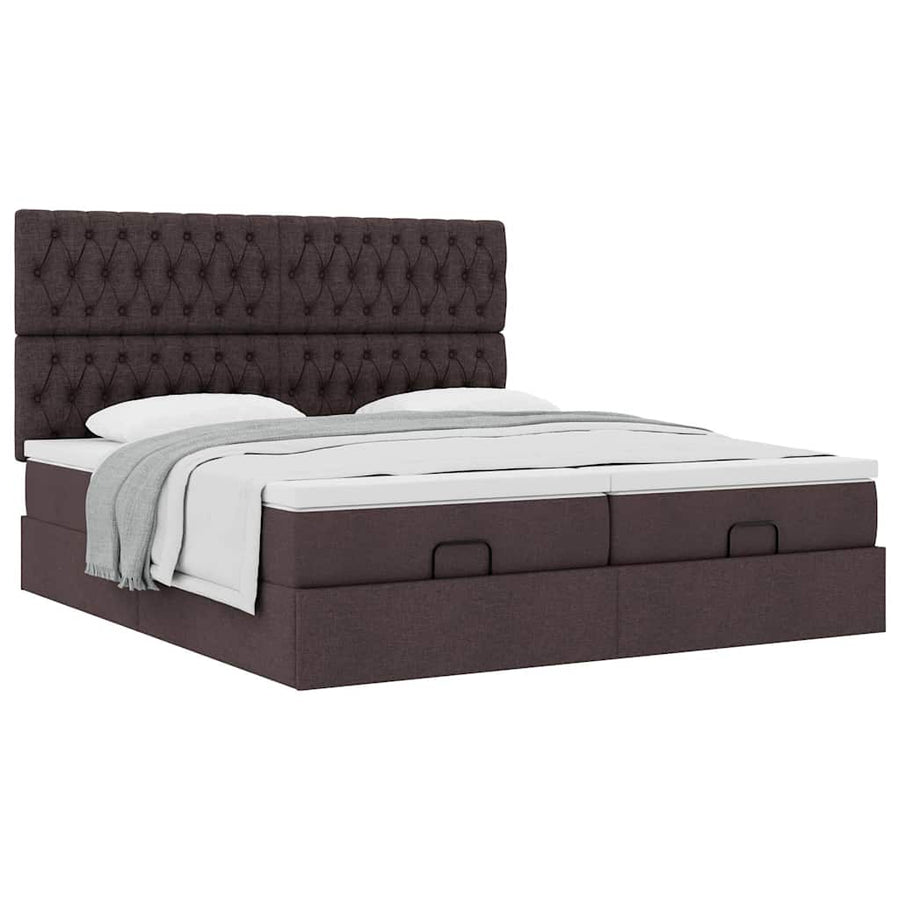 Ottoman bed met matrassen 200x200cm stof donkerbruin