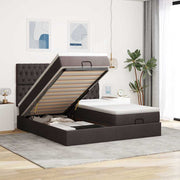 Ottomaans bed met matrassen 200x200 cm donkerbruin