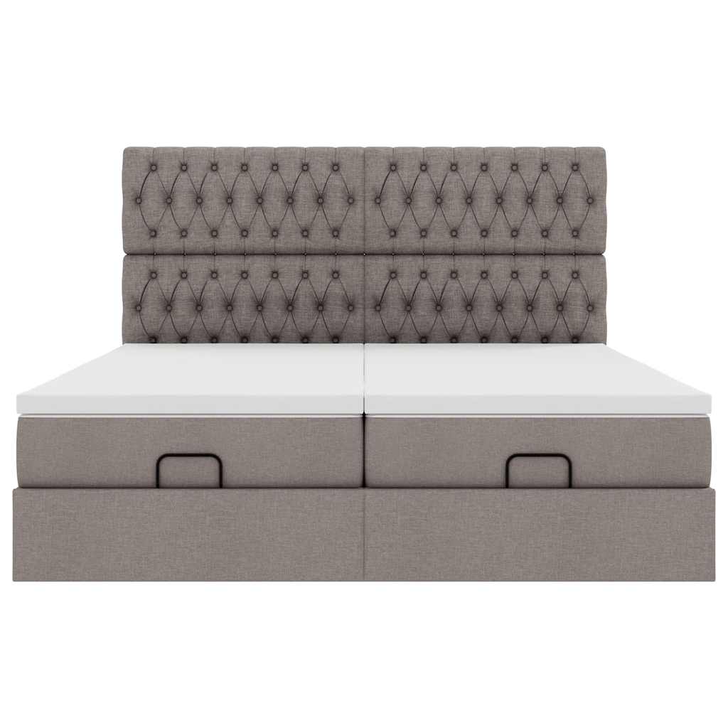 Ottoman bed met matrassen 200x200cm stof taupe