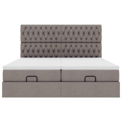 Ottoman bed met matrassen 200x200cm stof taupe