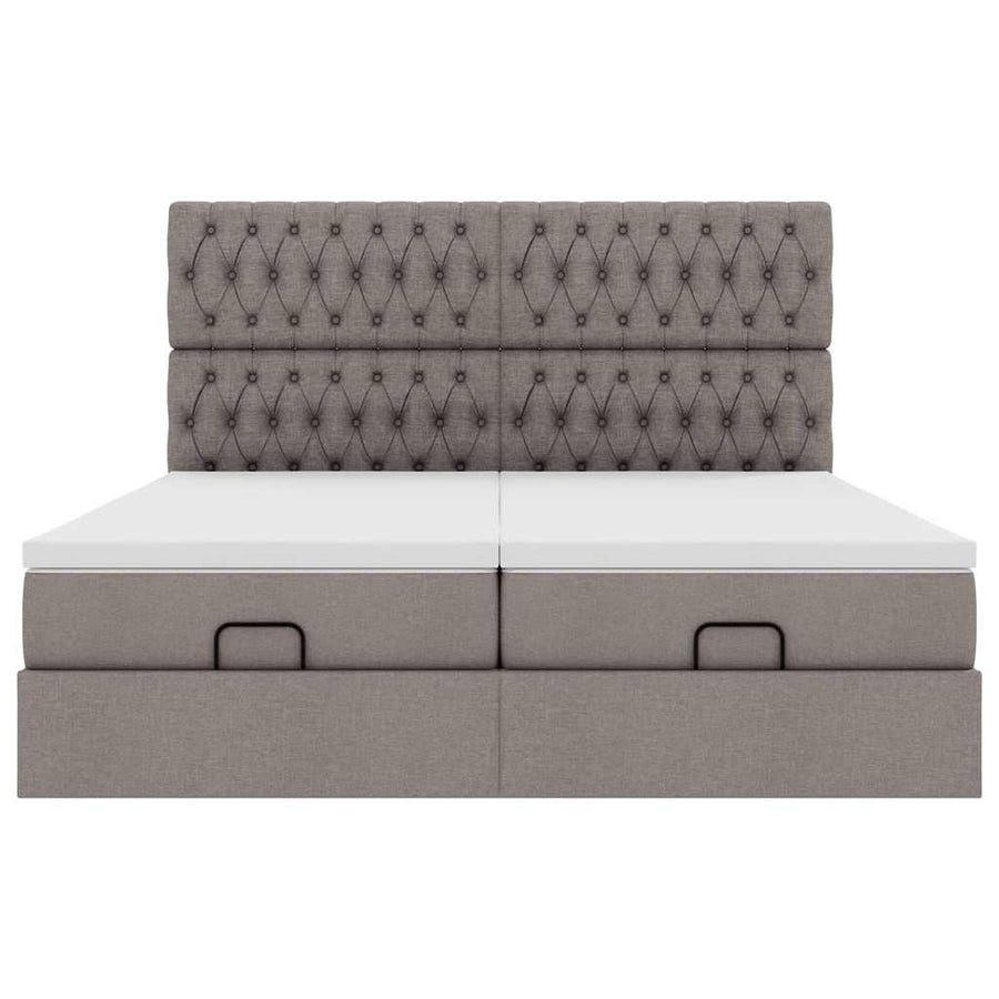 Ottoman bed met matrassen 200x200cm stof taupe