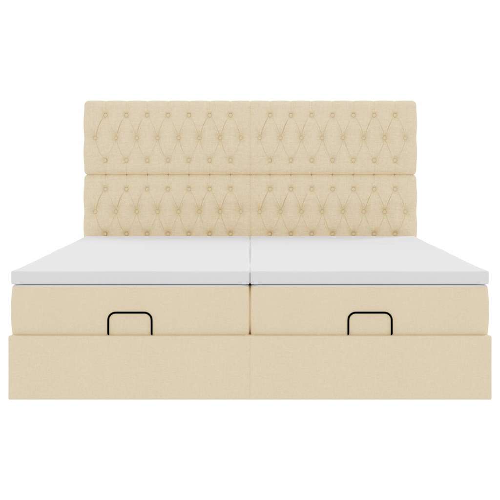 Ottoman bed met matrassen 200x200cm stof crèmekleurig