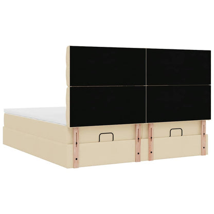 Ottoman bed met matrassen 200x200cm stof crèmekleurig