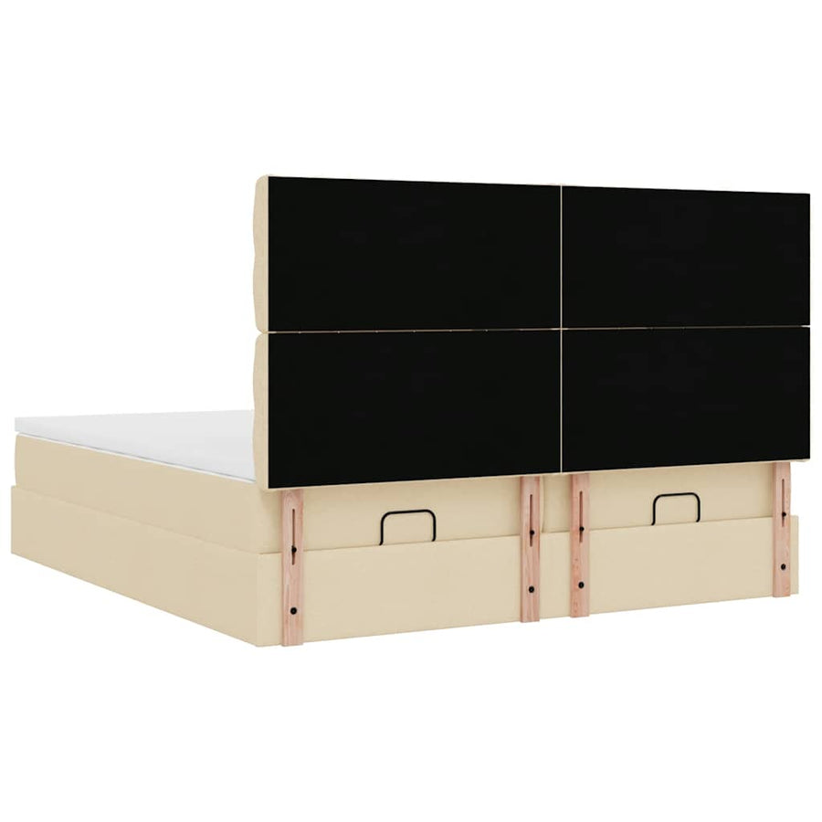 Ottoman bed met matrassen 200x200cm stof crèmekleurig