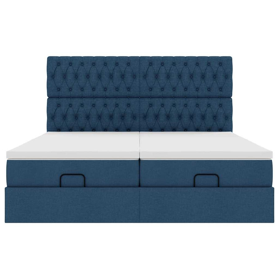 Ottoman bed met matrassen 200x200cm stof blauw