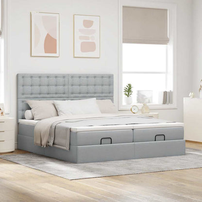 Ottoman bed met matrassen 160x200cm stof lichtgrijs