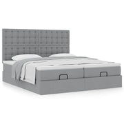 Ottomaans bed 160x200 cm stof lichtgrijs