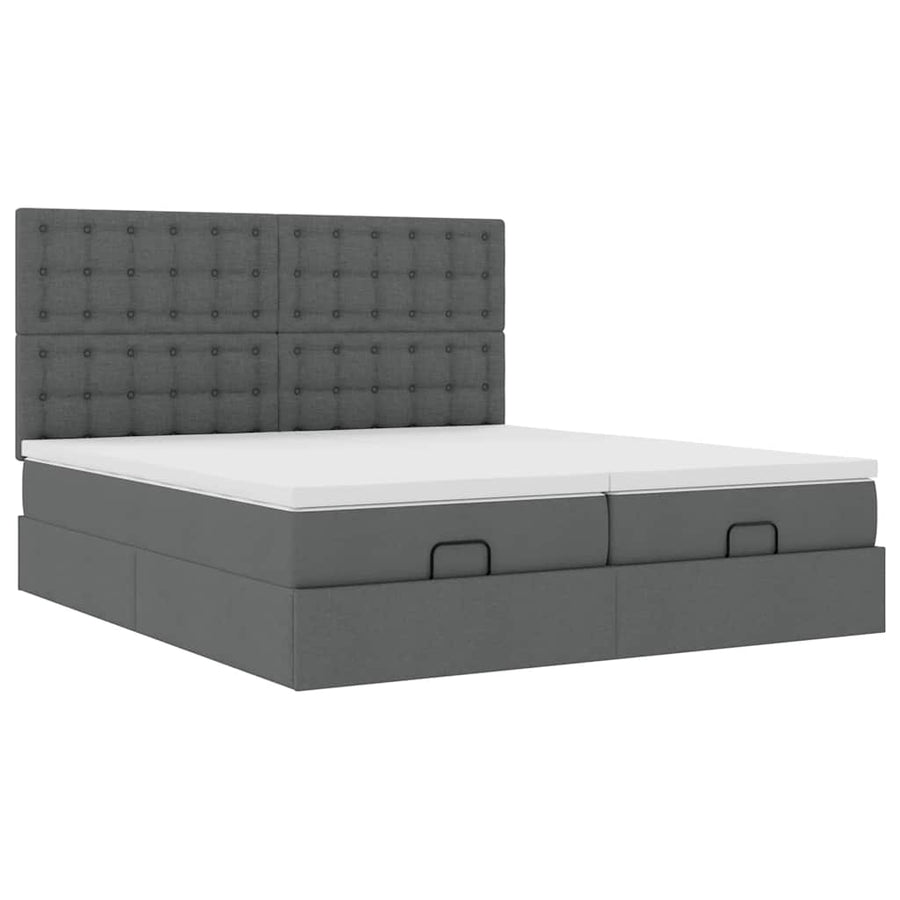 Ottoman bed met matrassen 160x200cm stof donkergrijs