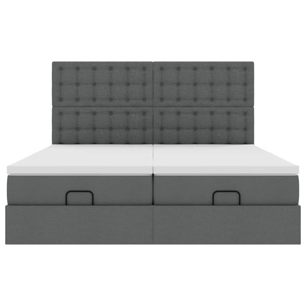 Ottoman bed met matrassen 160x200cm stof donkergrijs