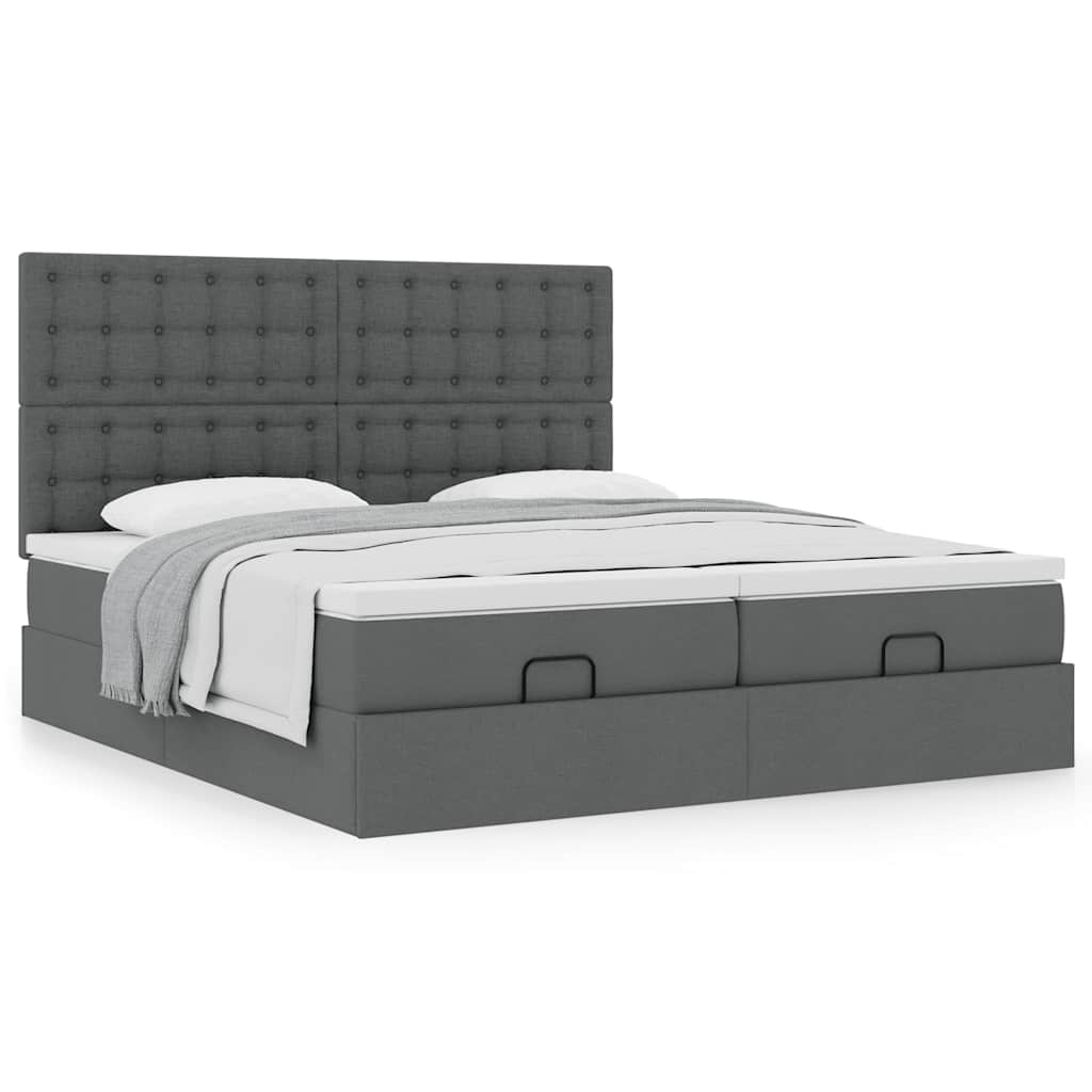 Ottoman bed met matrassen 160x200cm stof donkergrijs