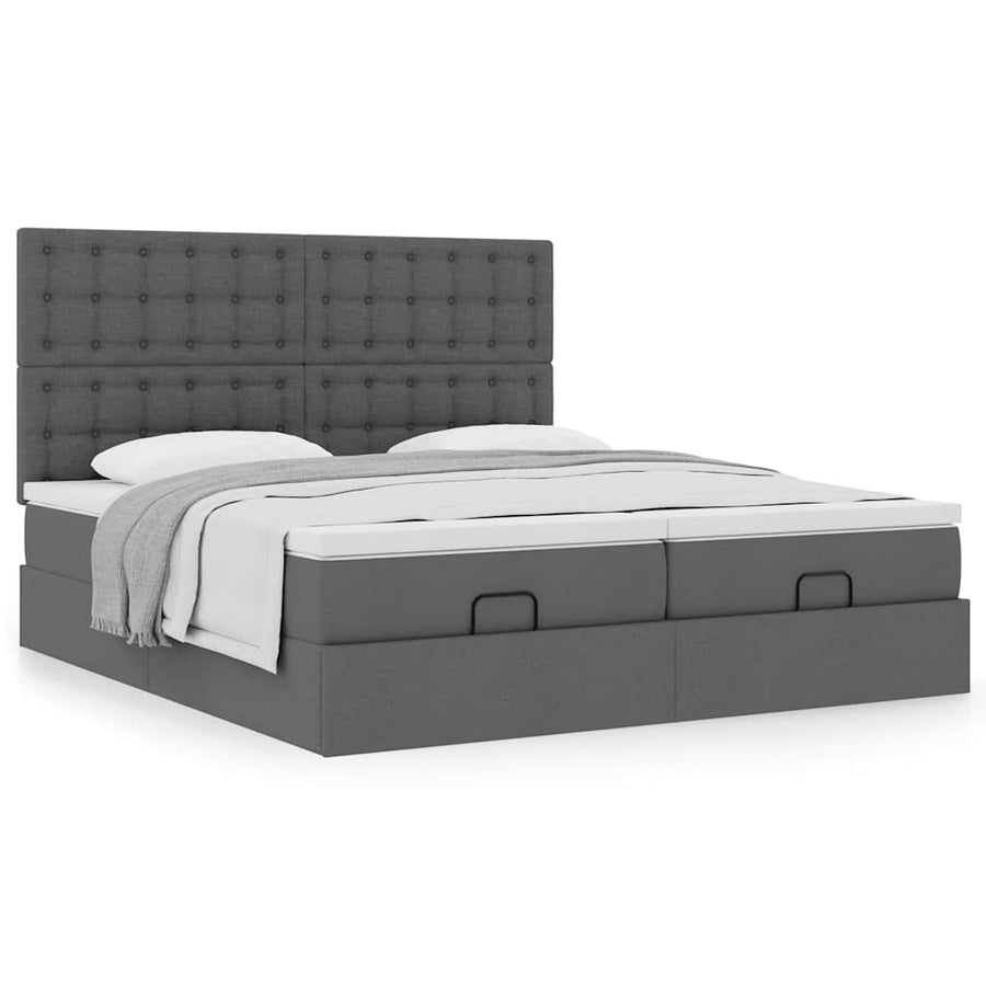 Ottoman bed met matrassen 160x200cm stof donkergrijs