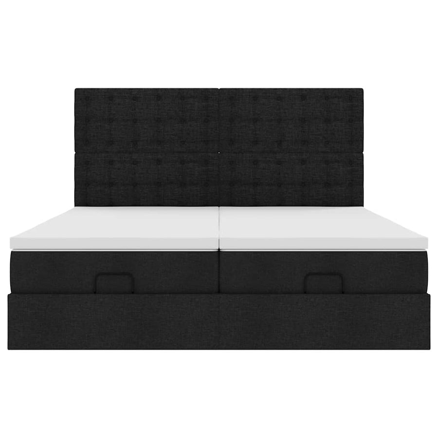 Ottoman bed met matrassen 160x200cm stof zwart