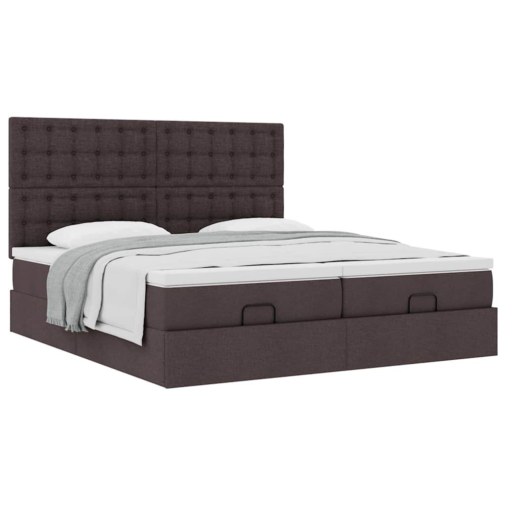 Ottoman bed met matrassen 160x200cm stof donkerbruin