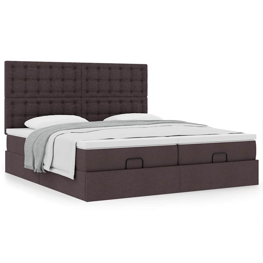 Ottoman bed met matrassen 160x200cm stof donkerbruin