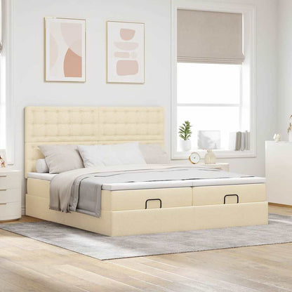Ottoman bed met matrassen 160x200cm stof crèmekleurig