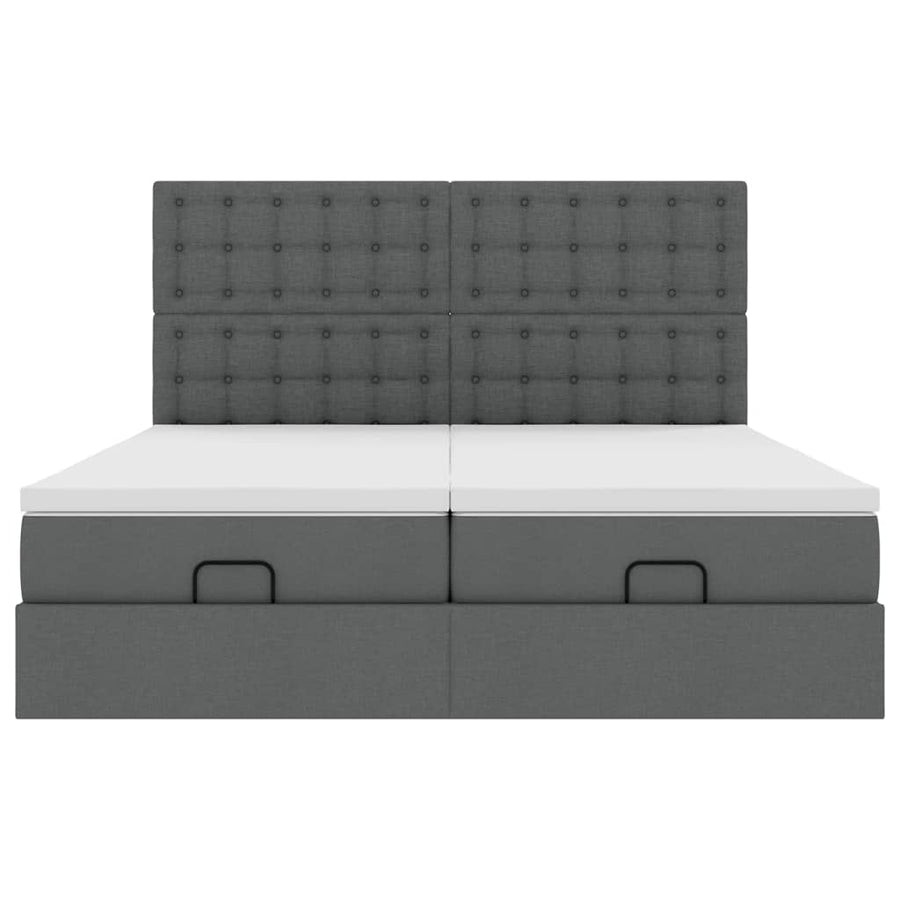 Ottoman bed met matrassen 180x200cm stof donkergrijs