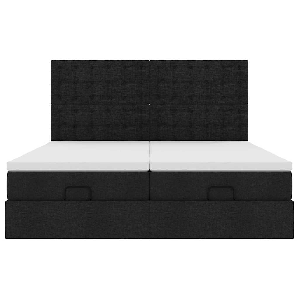 Ottoman bed met matrassen 180x200cm stof zwart