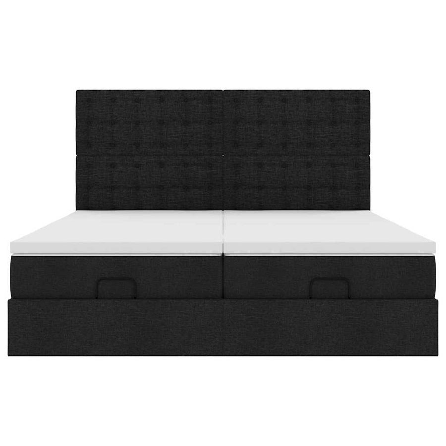 Ottoman bed met matrassen 180x200cm stof zwart