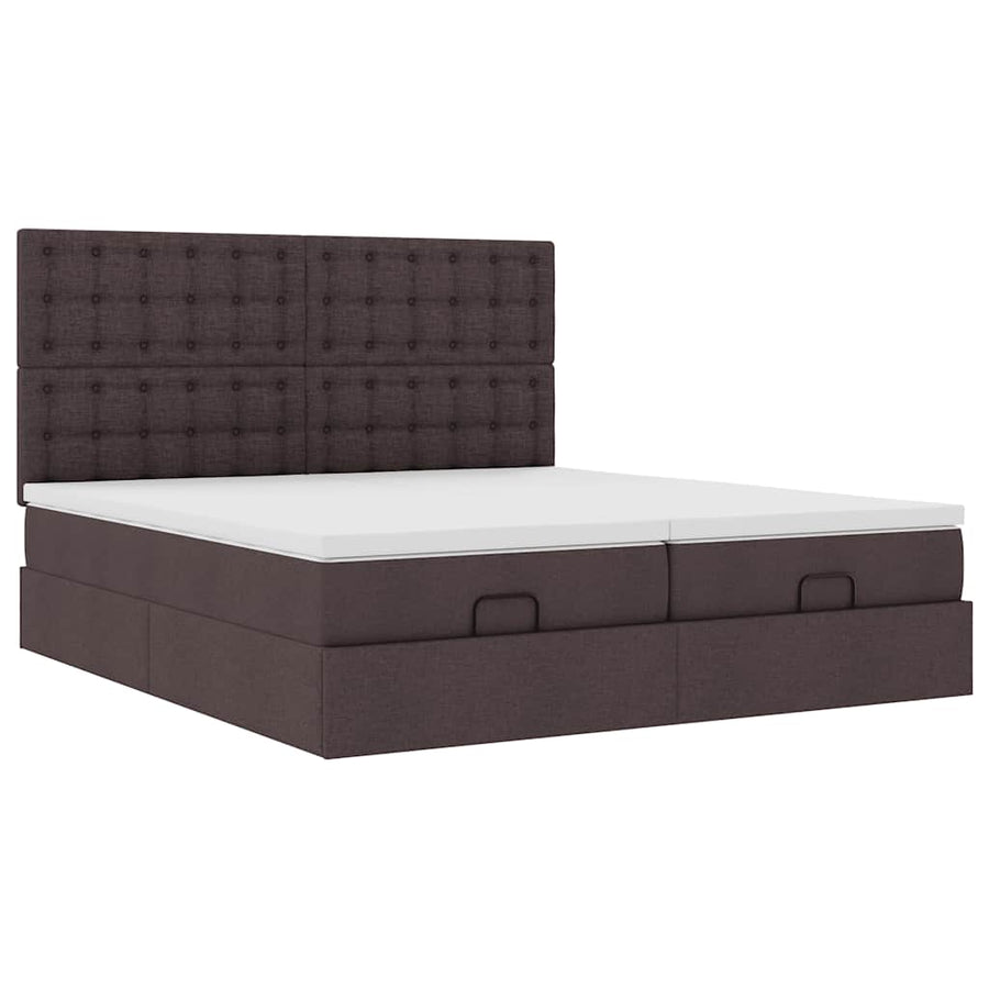 Ottoman bed met matrassen 180x200cm stof donkerbruin