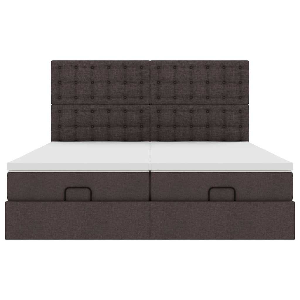 Ottoman bed met matrassen 180x200cm stof donkerbruin