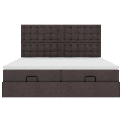 Ottoman bed met matrassen 180x200cm stof donkerbruin