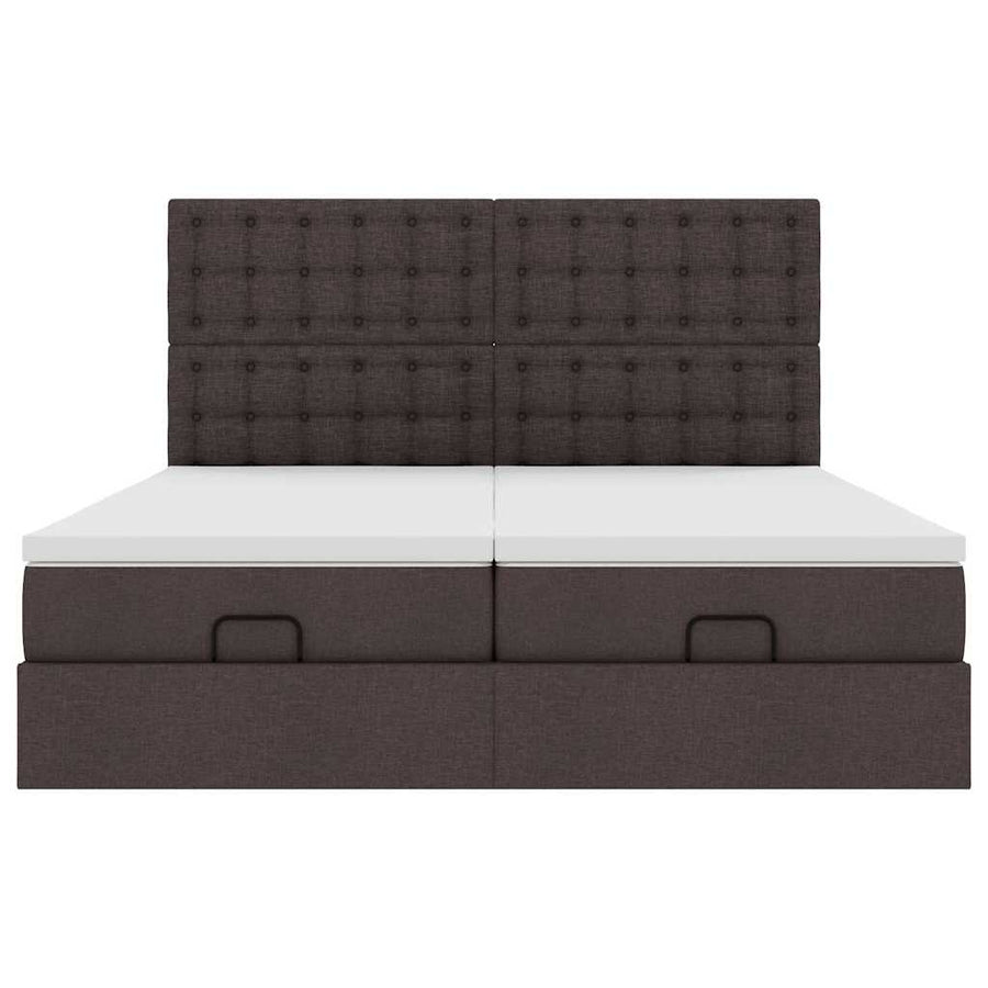 Ottoman bed met matrassen 180x200cm stof donkerbruin