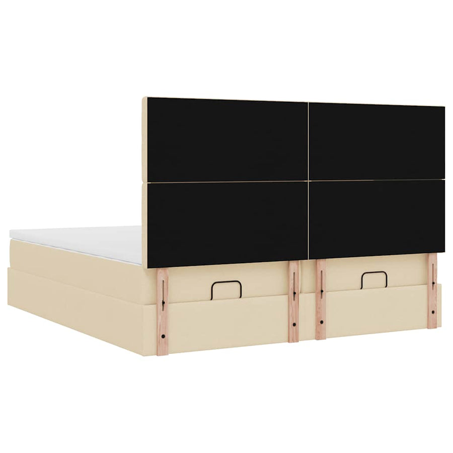 Ottoman bed met matrassen 180x200cm stof crèmekleurig