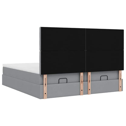 Ottoman bed met matrassen 200x200cm stof lichtgrijs