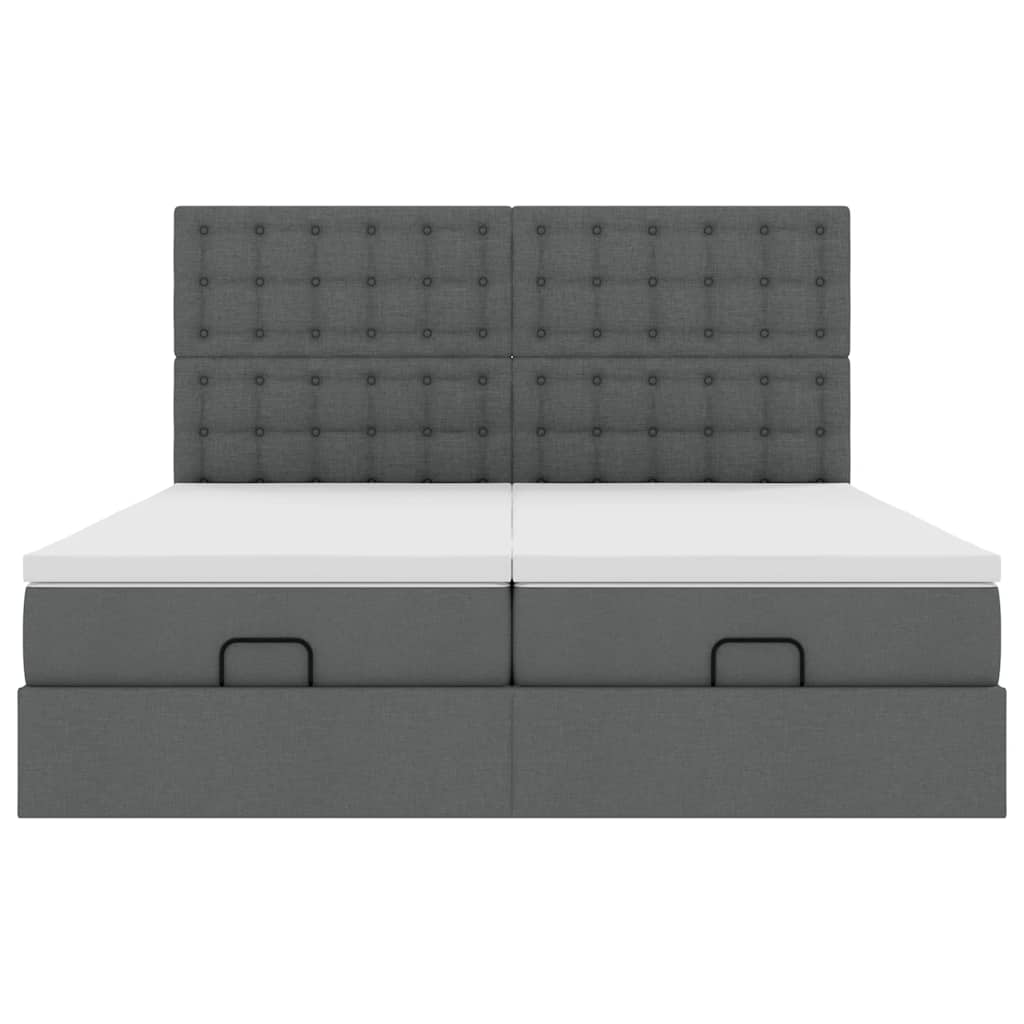 Ottoman bed met matrassen 200x200cm stof donkergrijs