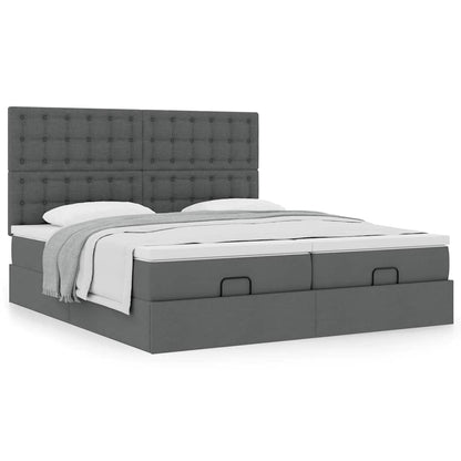 Ottoman bed met matrassen 200x200cm stof donkergrijs