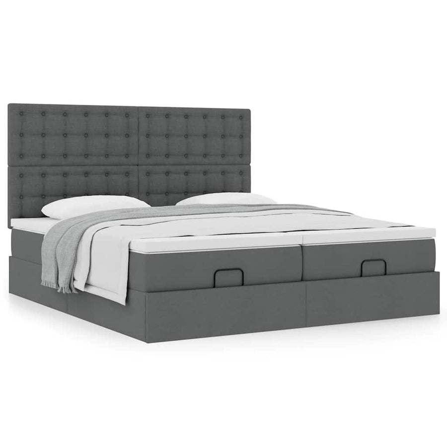 Ottoman bed met matrassen 200x200cm stof donkergrijs