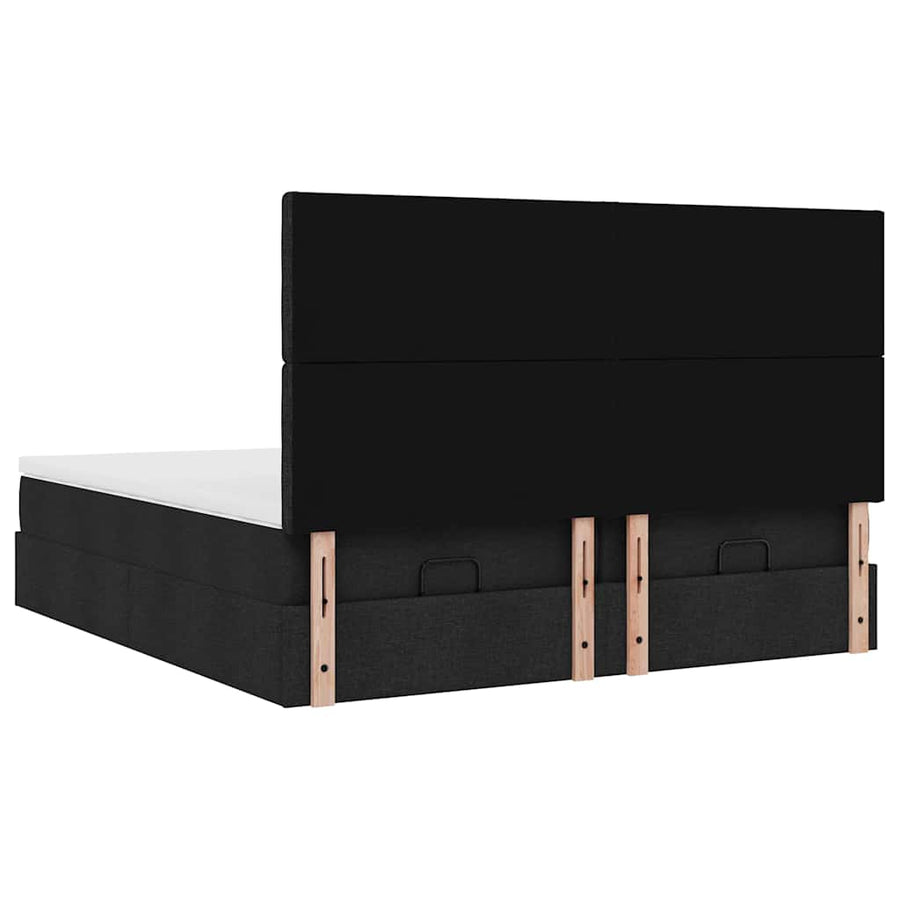 Ottoman bed met matrassen 200x200cm stof zwart
