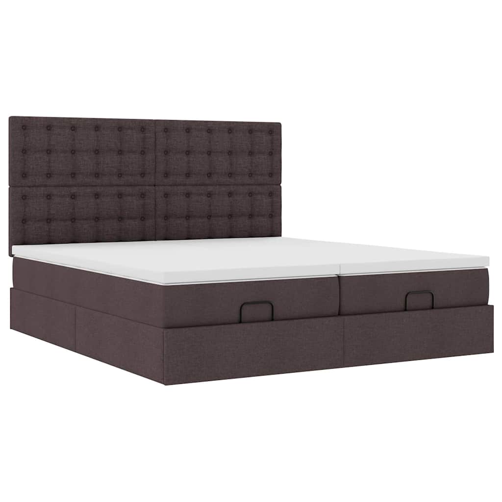 Ottoman bed met matrassen 200x200cm stof donkerbruin