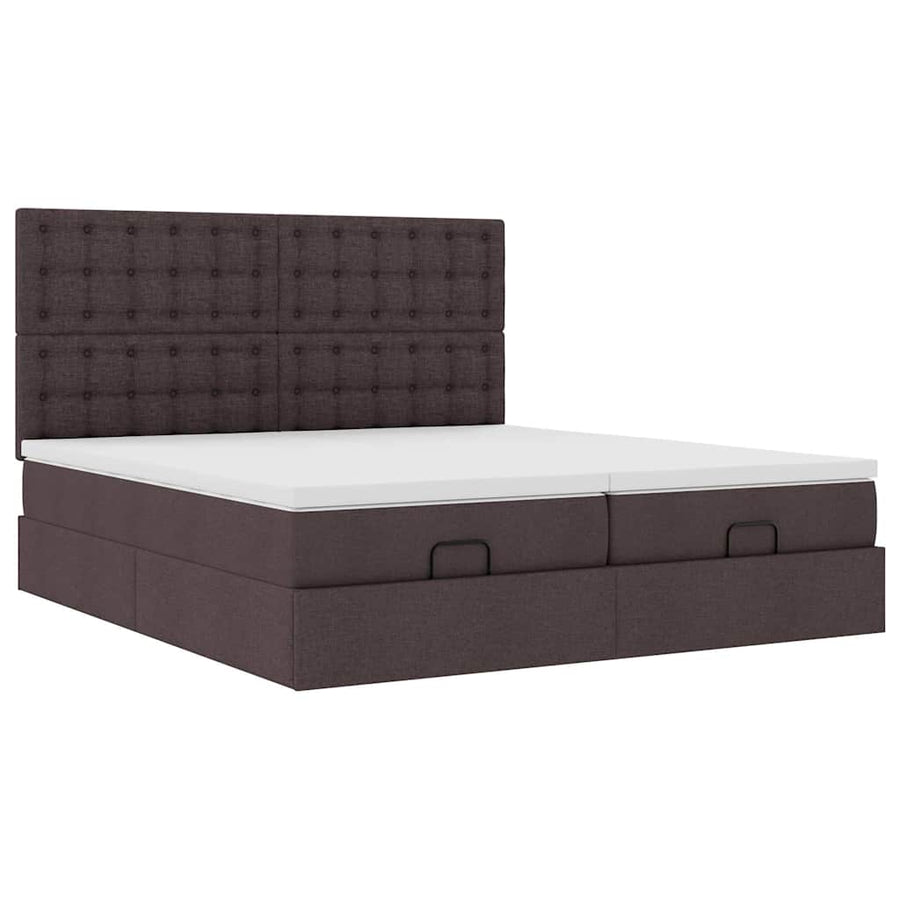 Ottoman bed met matrassen 200x200cm stof donkerbruin