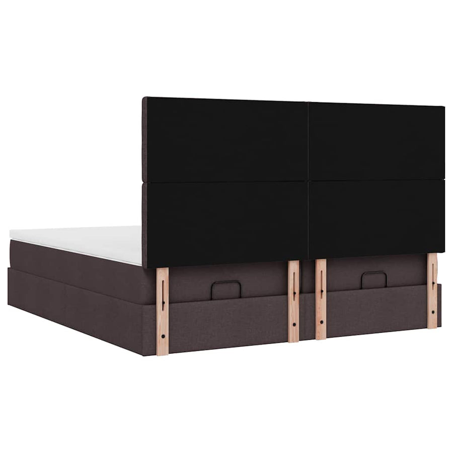 Ottoman bed met matrassen 200x200cm stof donkerbruin