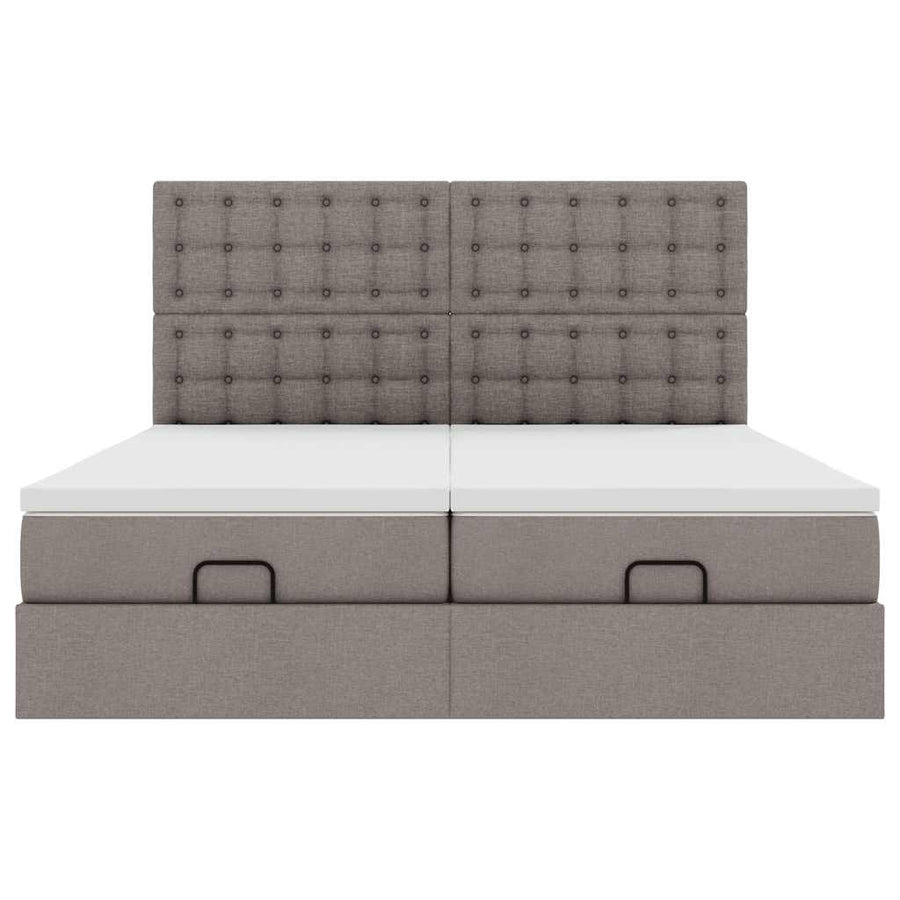 Ottoman bed met matrassen 200x200cm stof taupe
