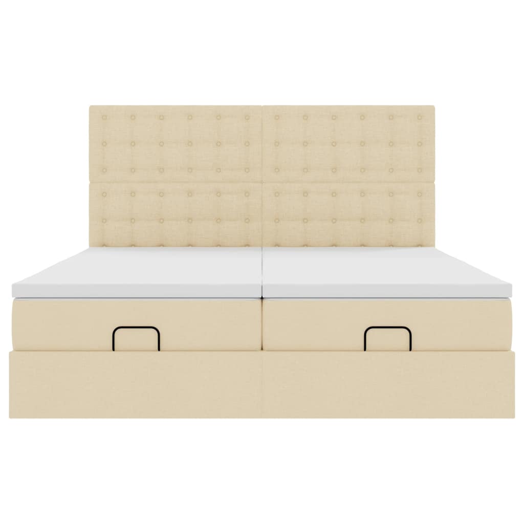 Ottoman bed met matrassen 200x200cm stof crèmekleurig