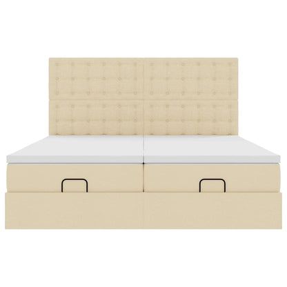 Ottoman bed met matrassen 200x200cm stof crèmekleurig