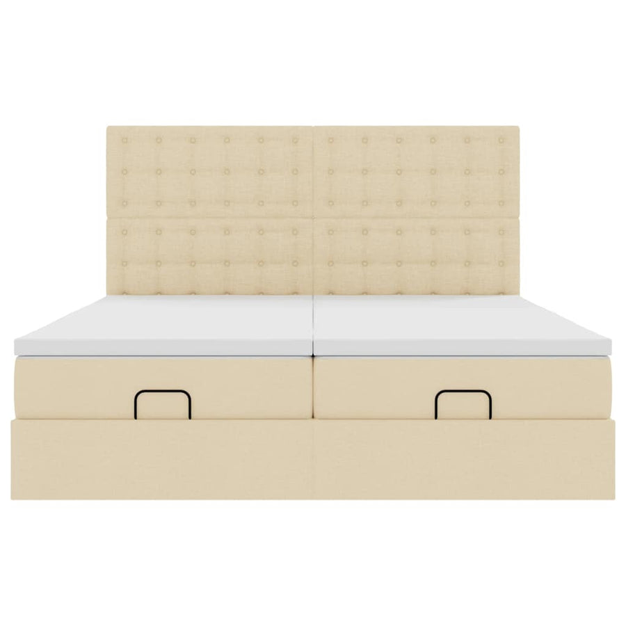 Ottoman bed met matrassen 200x200cm stof crèmekleurig